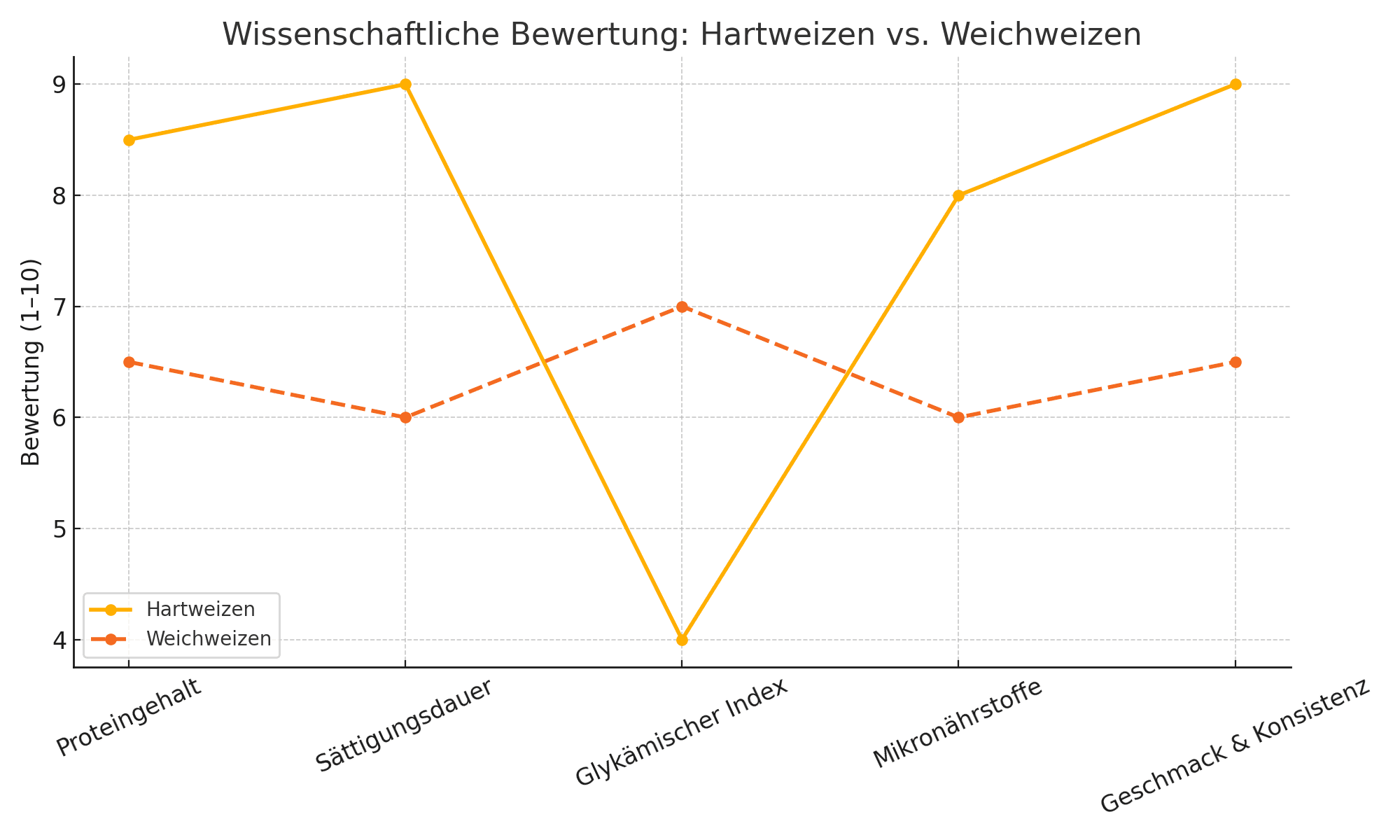 Hartweizen im Vergleich zu Weichweizen