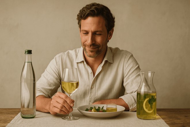 Mineralwasser, Kaffee und Kräutertee – Hydration im Alltag smart gewählt.